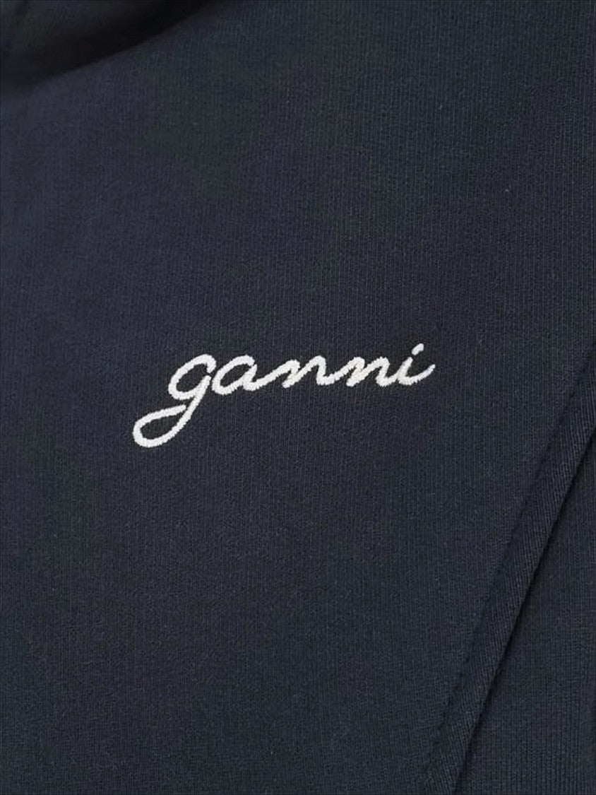 Fitted Blue Organic Cotton Hoodie With Structured Seam Detailing