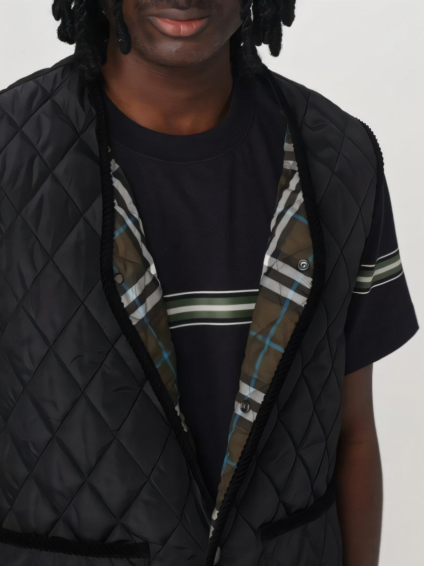 Diamond Quilted Black Vest with Contrasting Lining