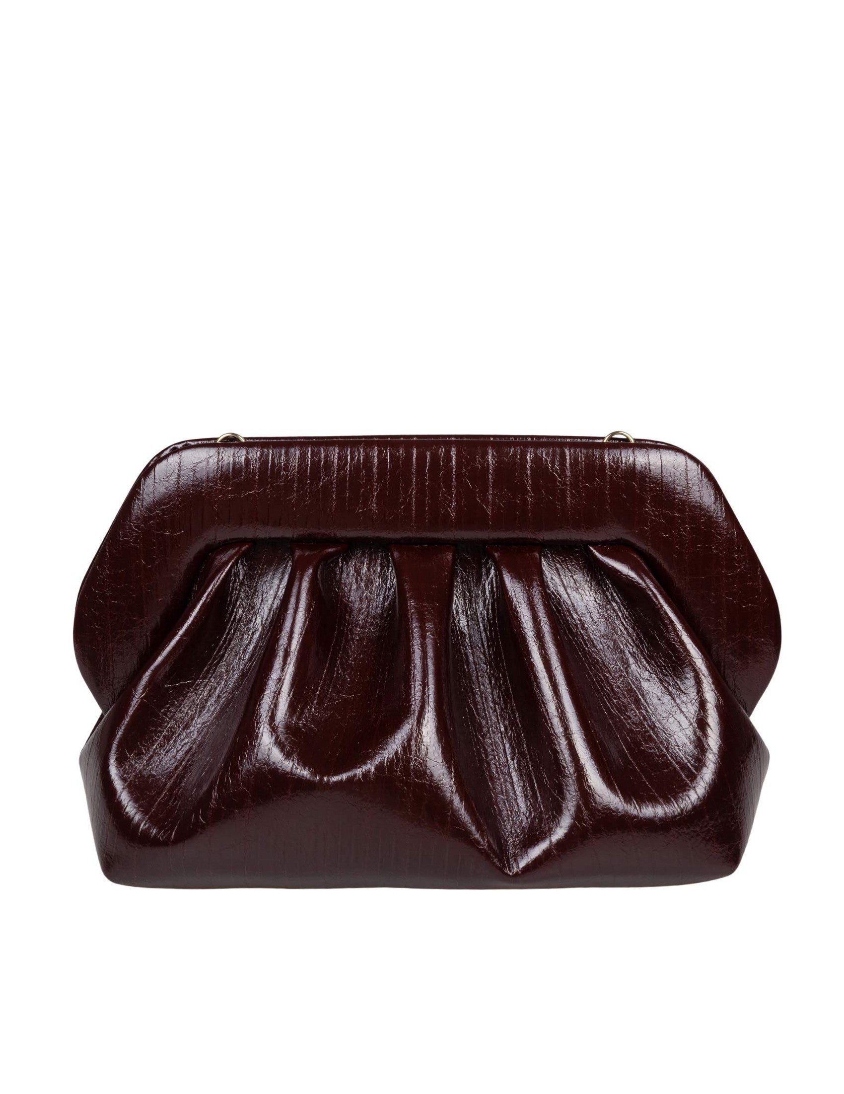 Chocolate Striped Faux Leather Handbag with Adjustable Strap and Eco-Friendly Lining