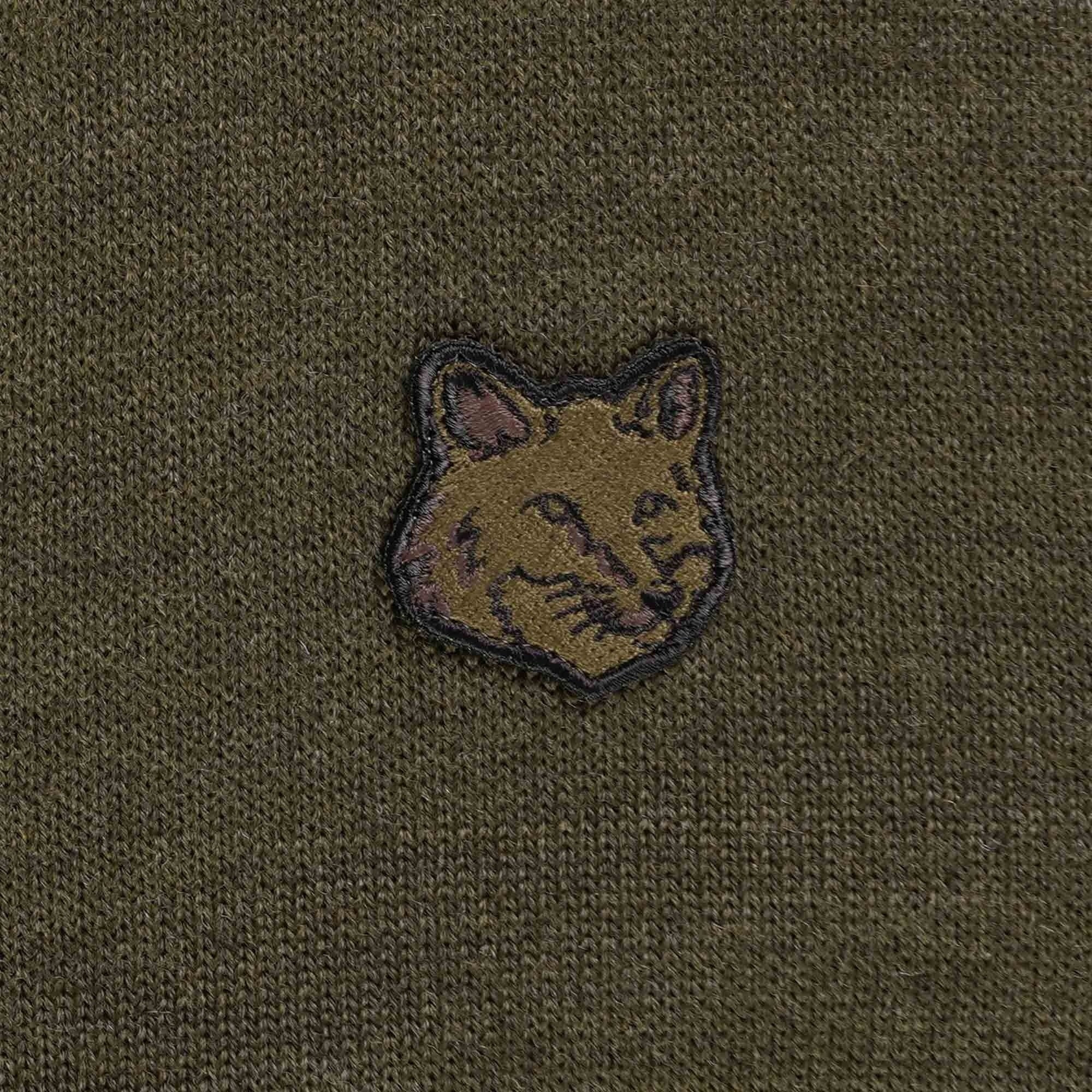 Classic Wool Cardigan With Deep V-Neckline And Embroidered Emblem