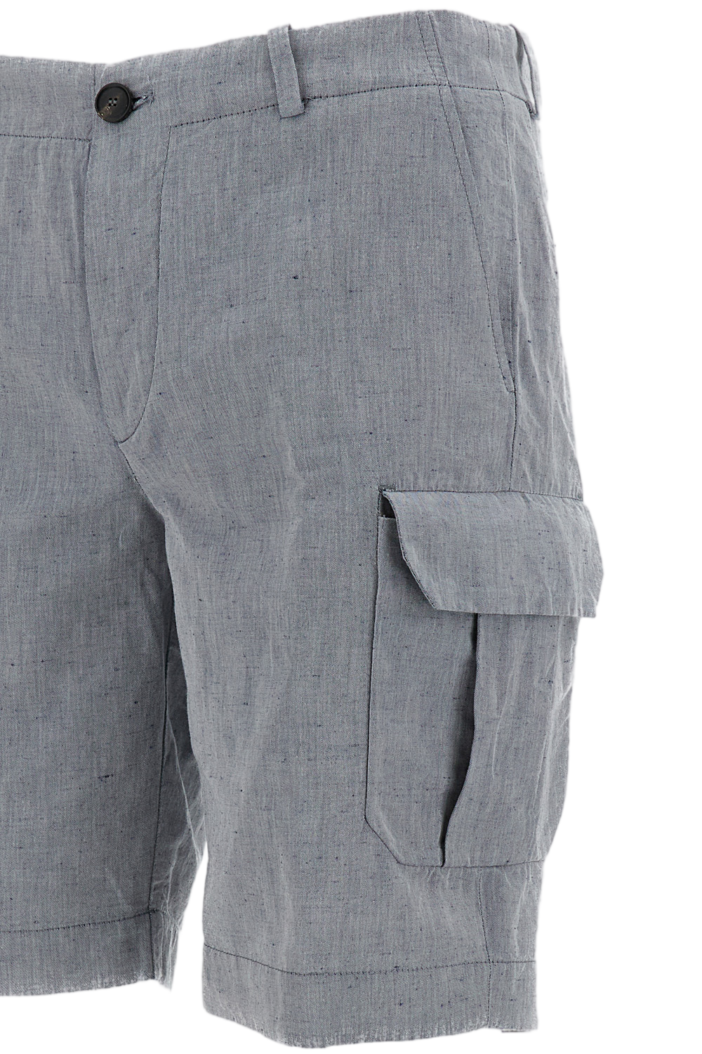 Linen-Cotton Canvas Cargo Shorts