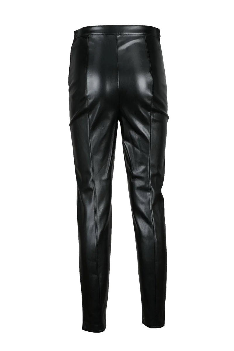Faux Leather Leggings High Waist - Black