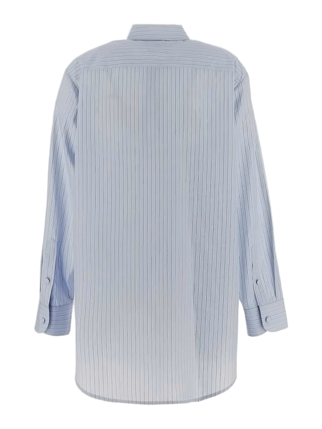 Light Blue Striped Cotton Button-Up Shirt