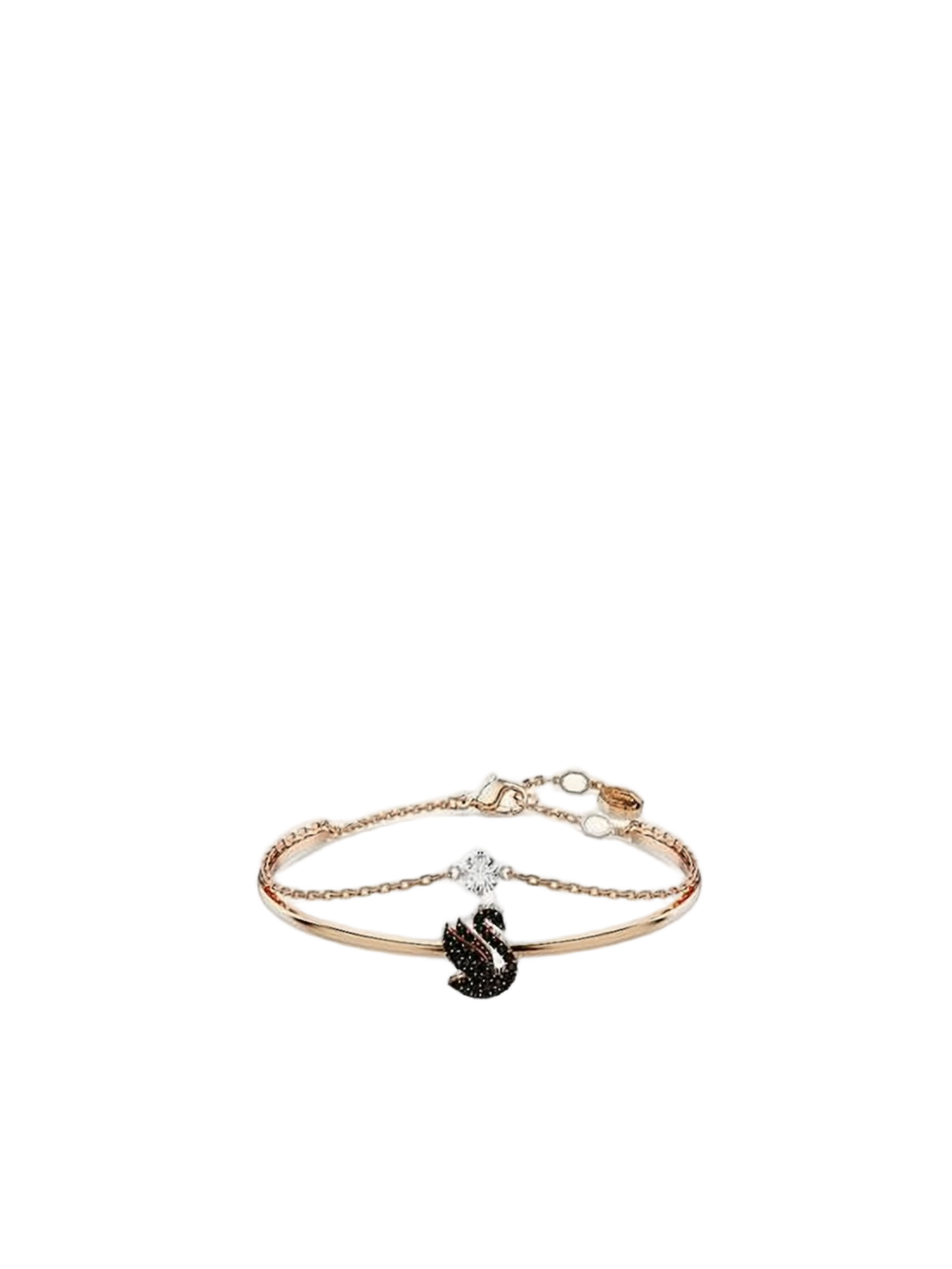 Delicate Rose Gold Bracelet with Black Swan