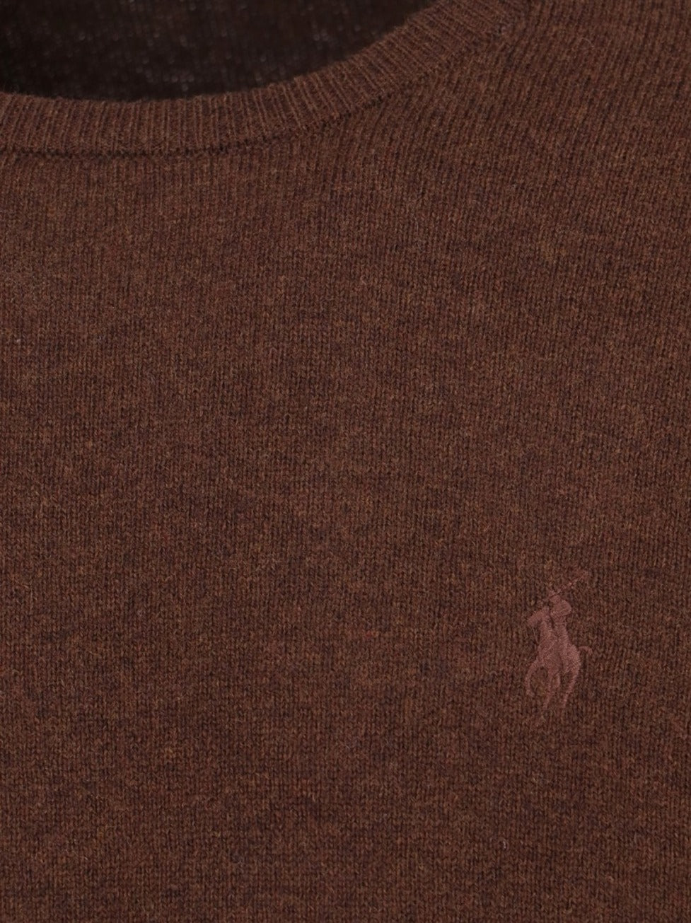 Brown Sweater With Crew Neckline And Ribbed Details
