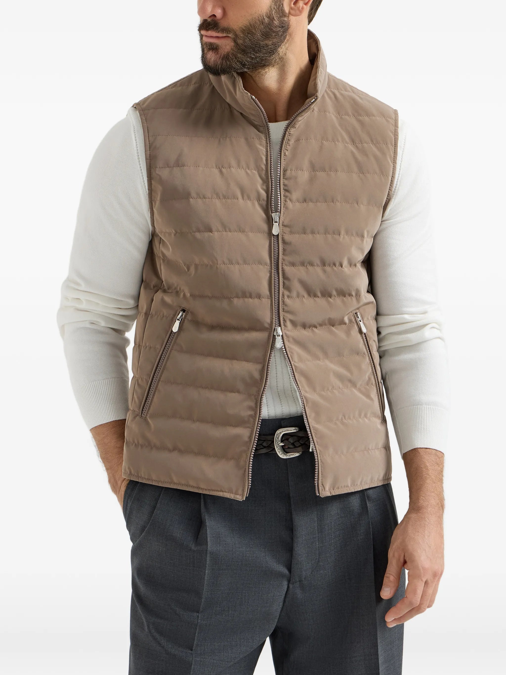 Quilted Horizontal Stitch Matte Gilet