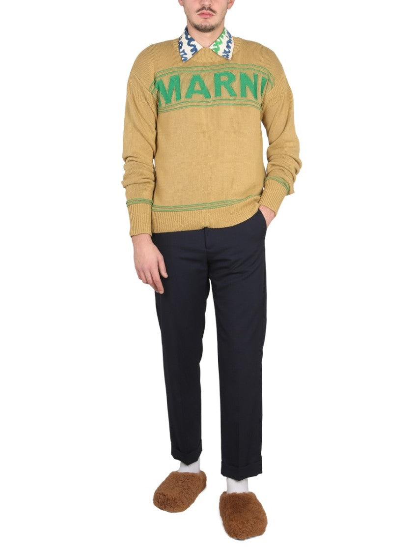 Cross-Neck Knit Sweatshirt