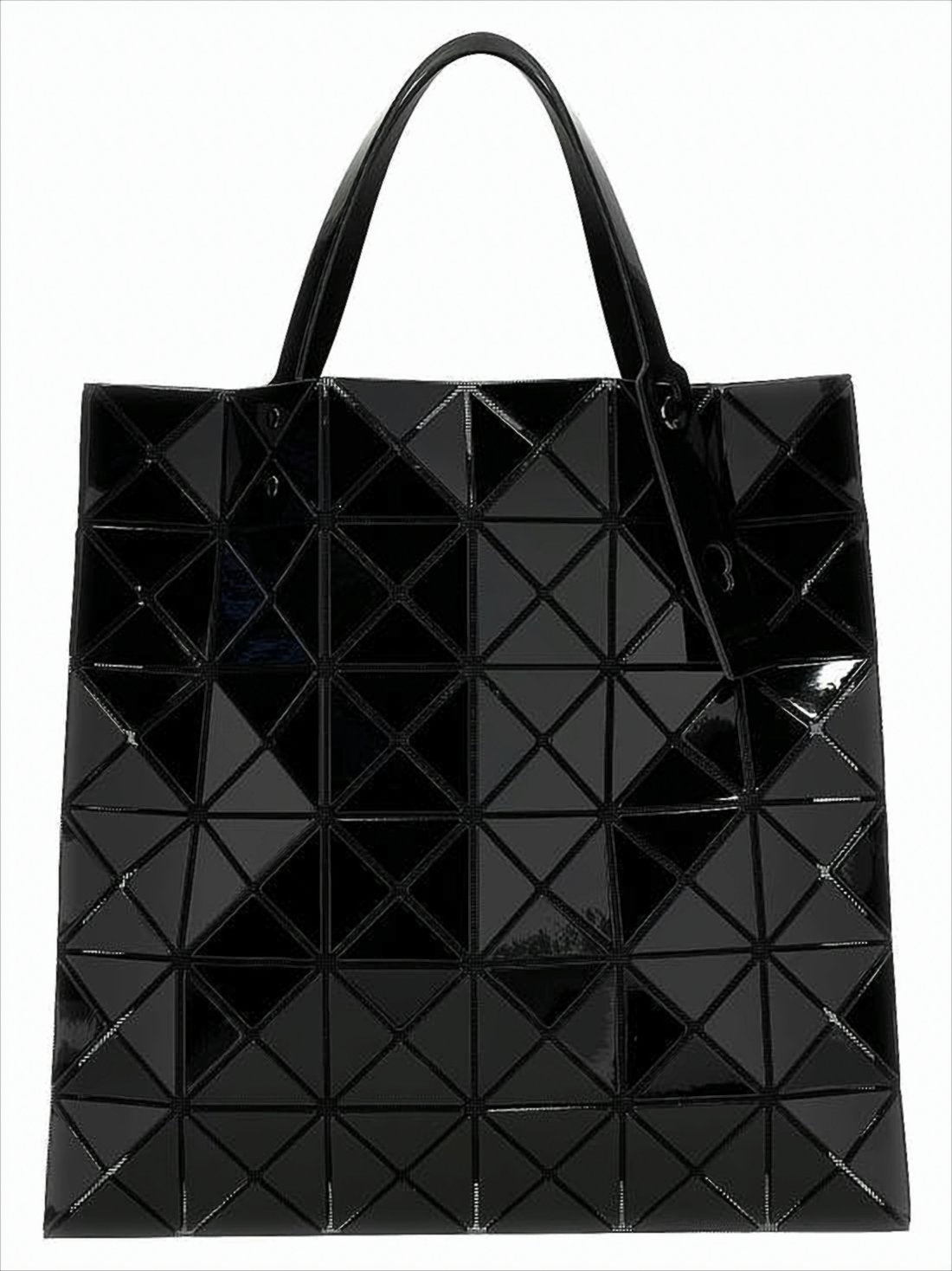 Geometric Black Tote Bag With Faceted Surface