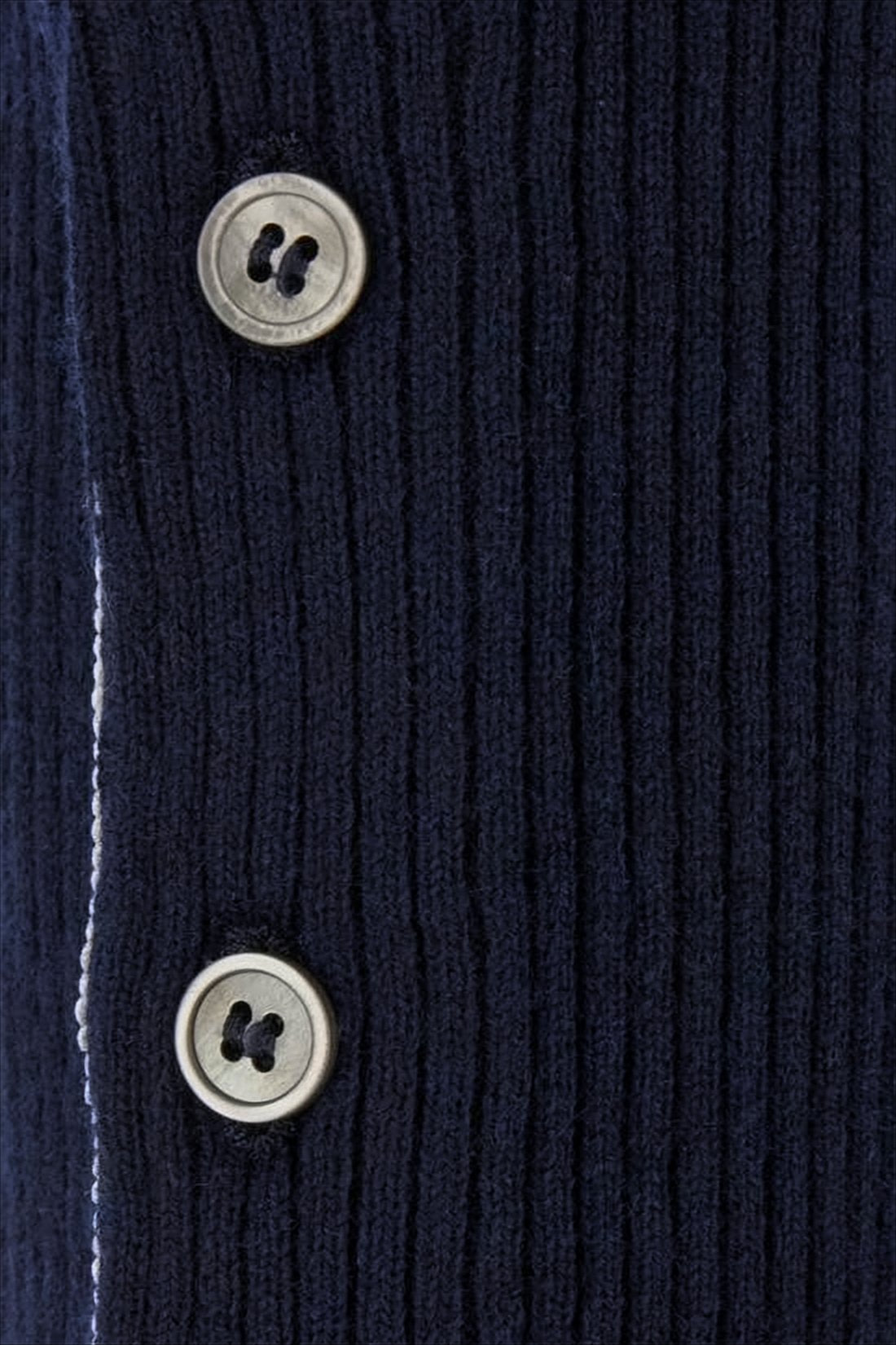 Navy Blue Cashmere Sweater with Classic Crew Neckline and Button Detailing