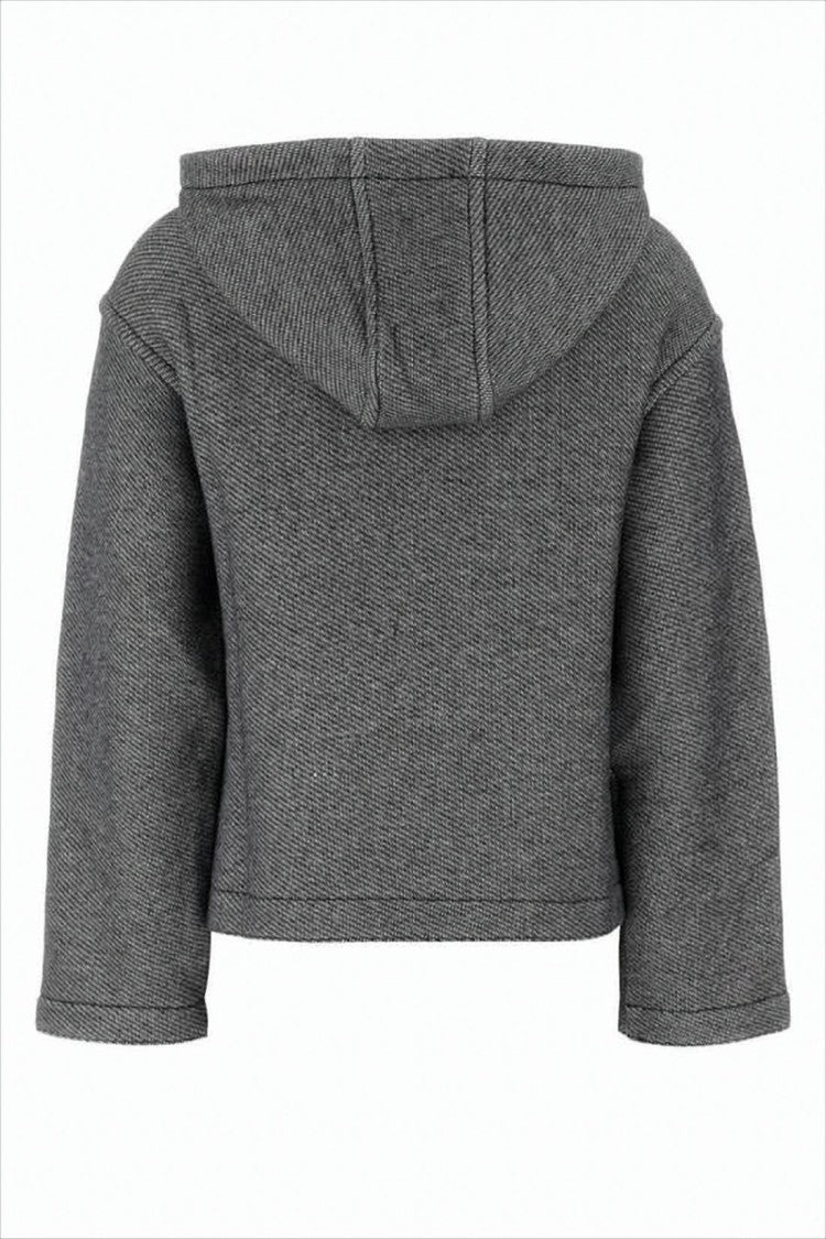 Cropped Hoodie with Textured Fabric