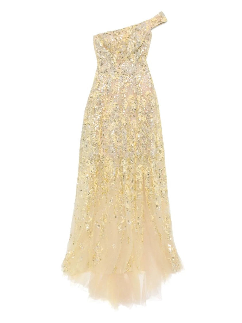 Off-Shoulder Long Embroidered Dress