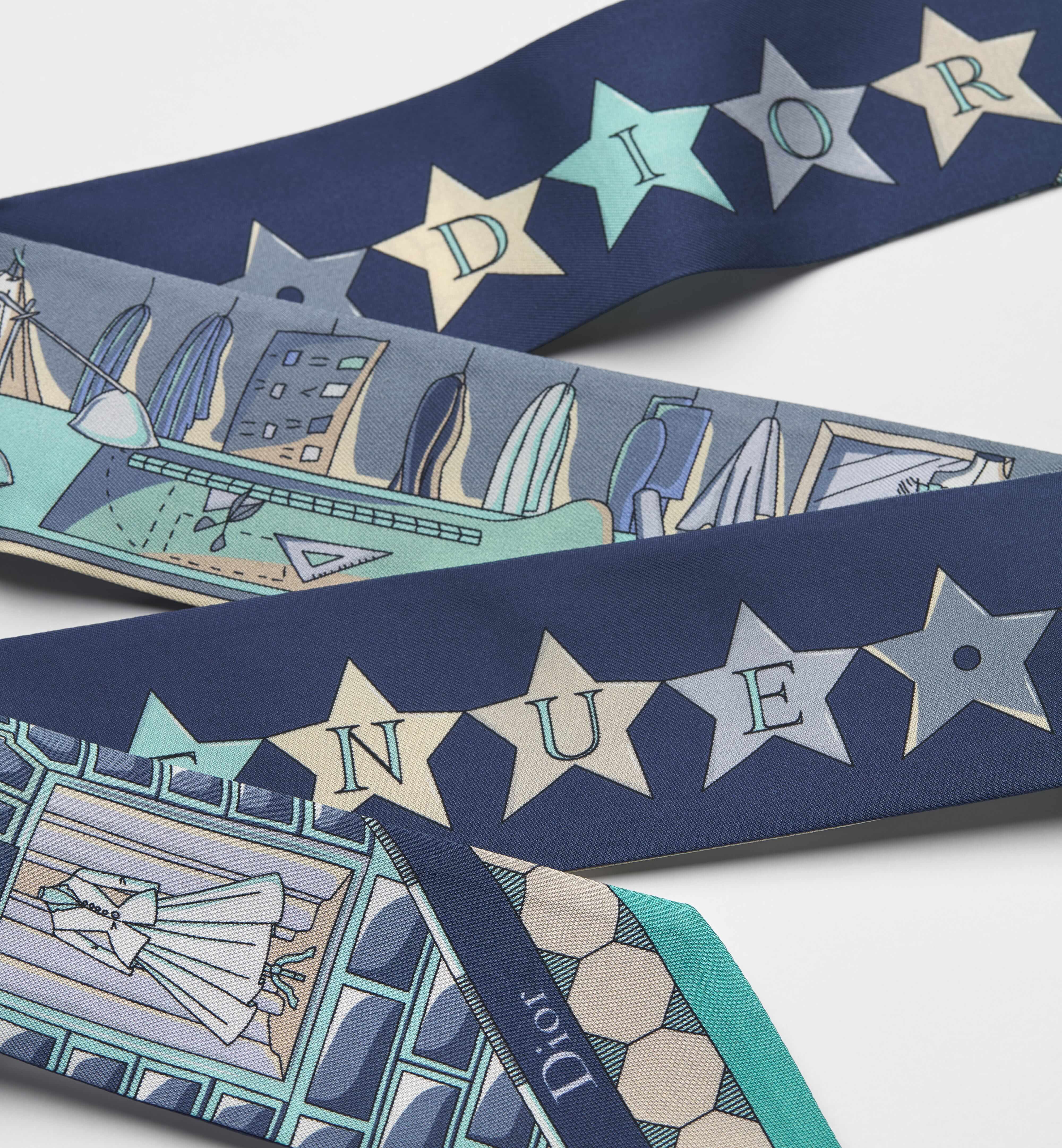 Rectangular Scarf With Star Motifs And Architectural Design