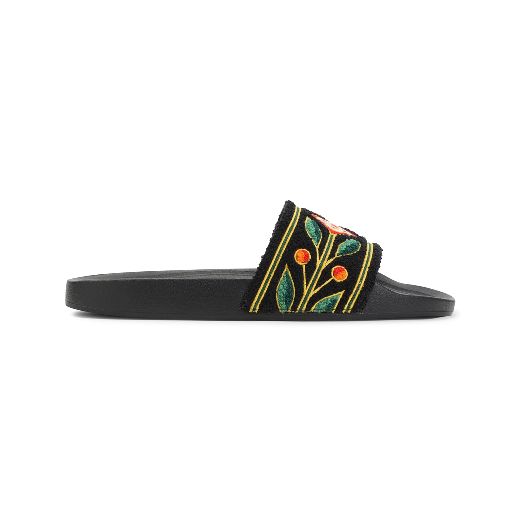 Floral-Embroidered Casual Sandals with Geometric Emblem