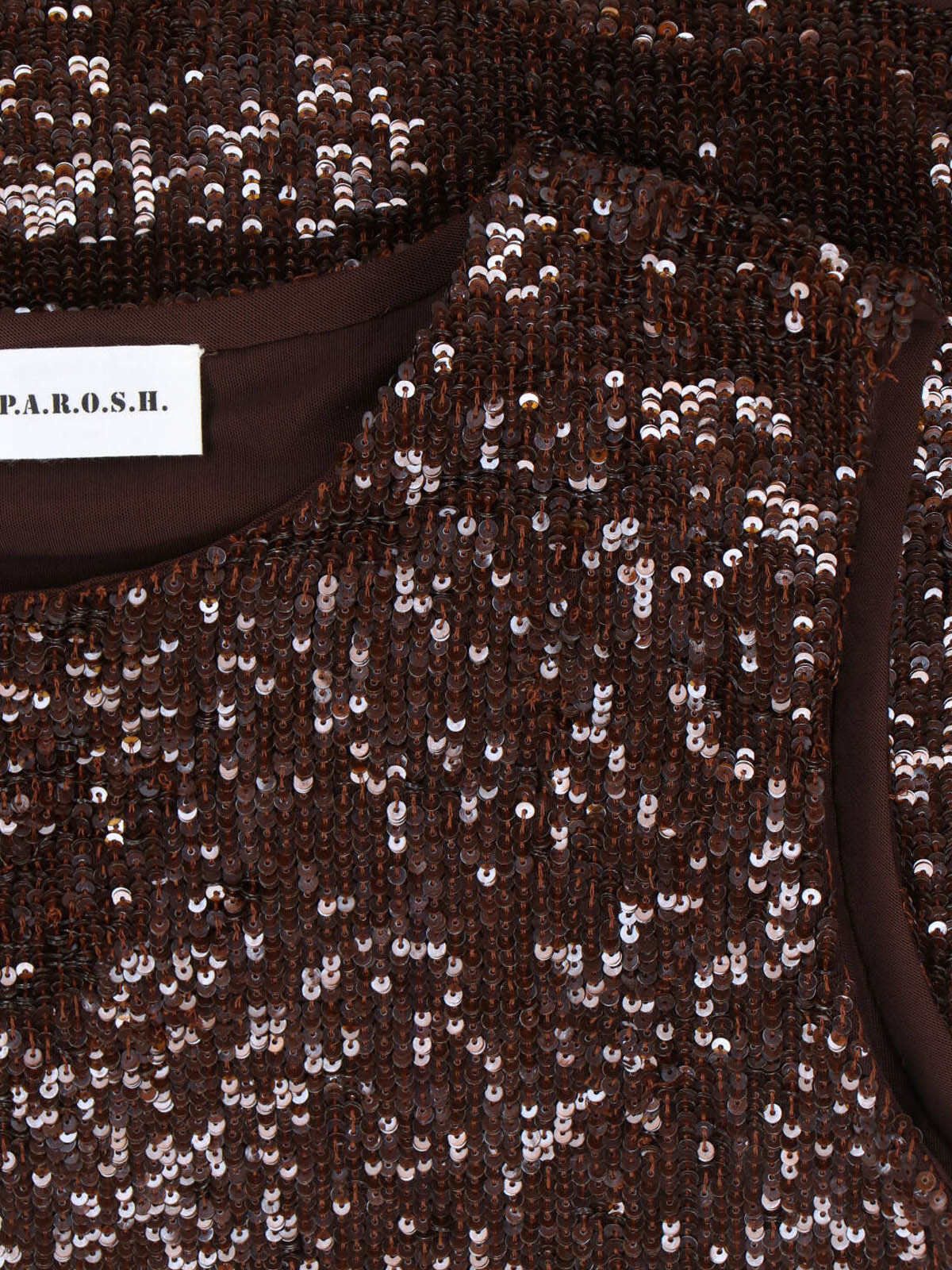 Brown Sequin Sleeveless Top