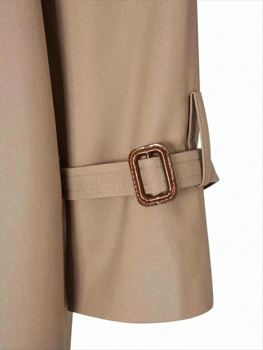 Double-Breasted Beige Coat with Adjustable Cuffs