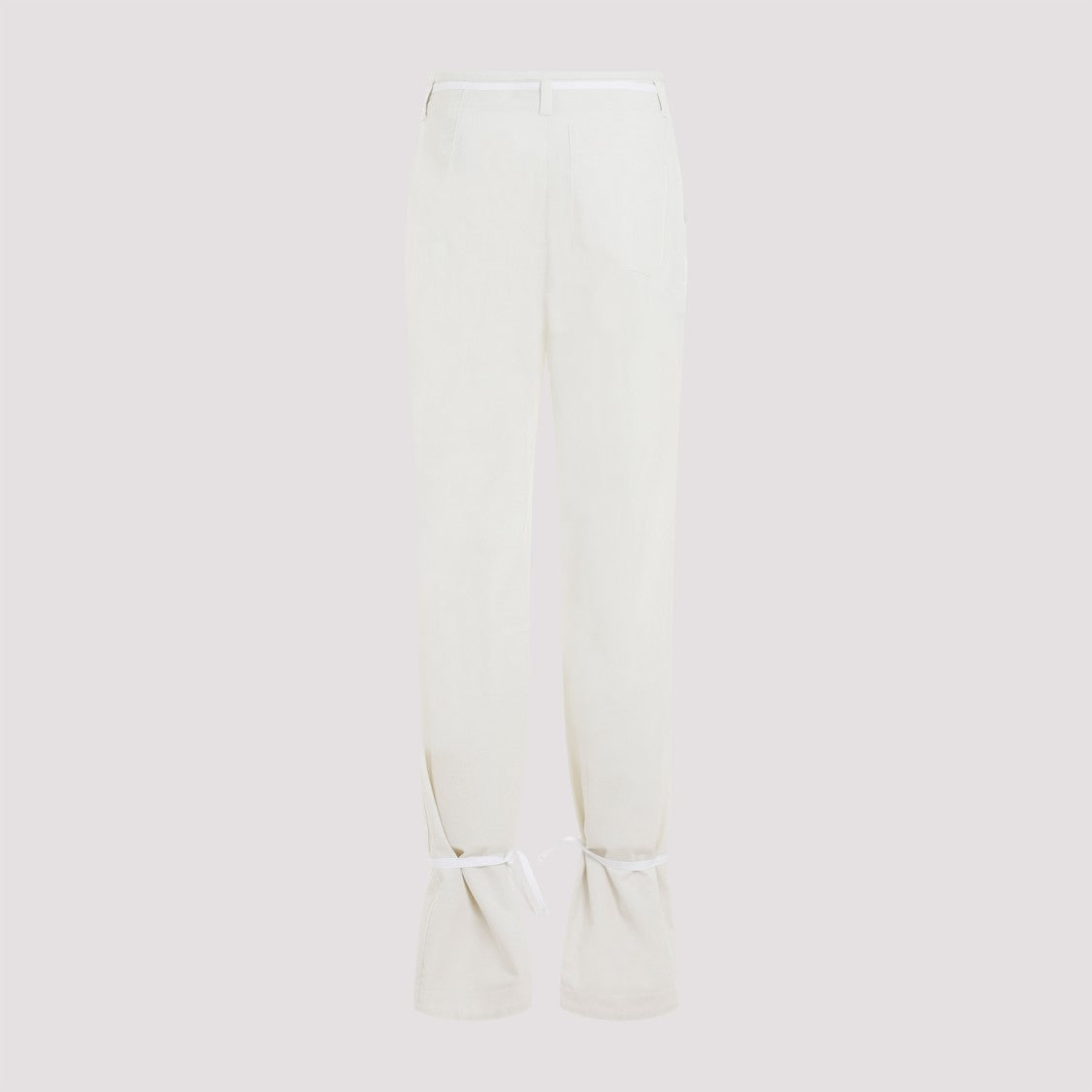 Chalk White Cotton Straight Pants