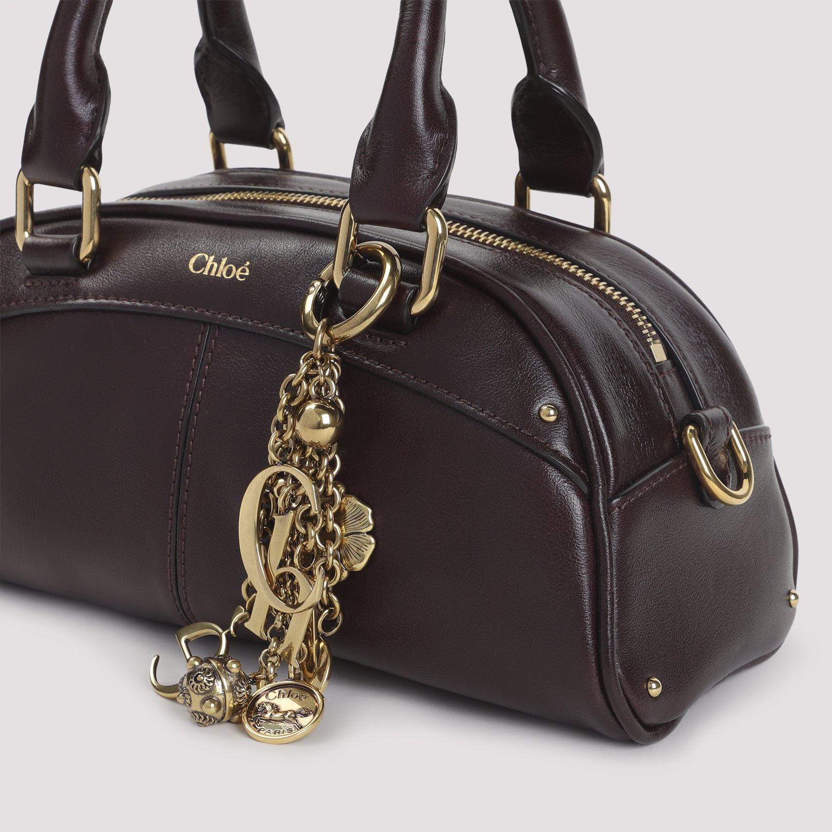 Rounded Black Calf Leather Shoulder Bag
