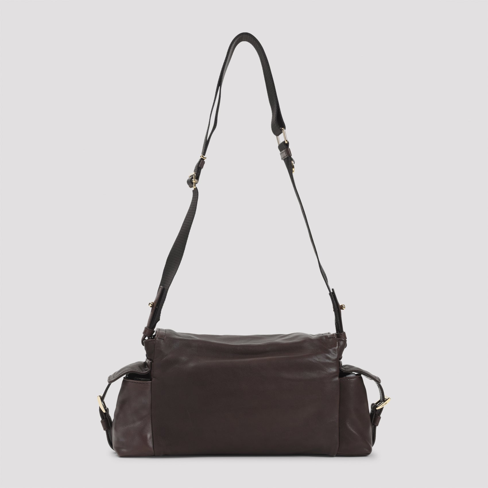 Lamb Leather Handbag with Flap Closure
