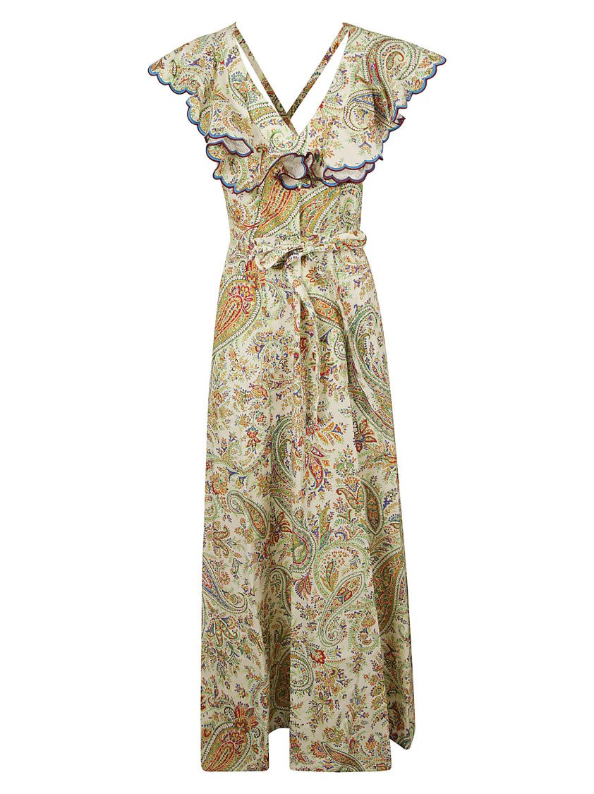 Multicolored Paisley Print Maxi Dress