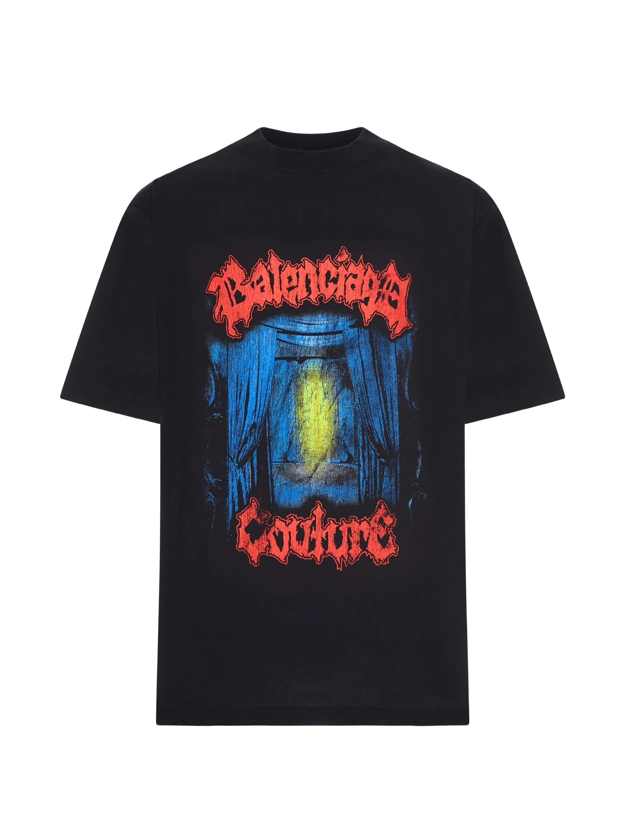 Black Medium Fit Graphic Cotton T-Shirt