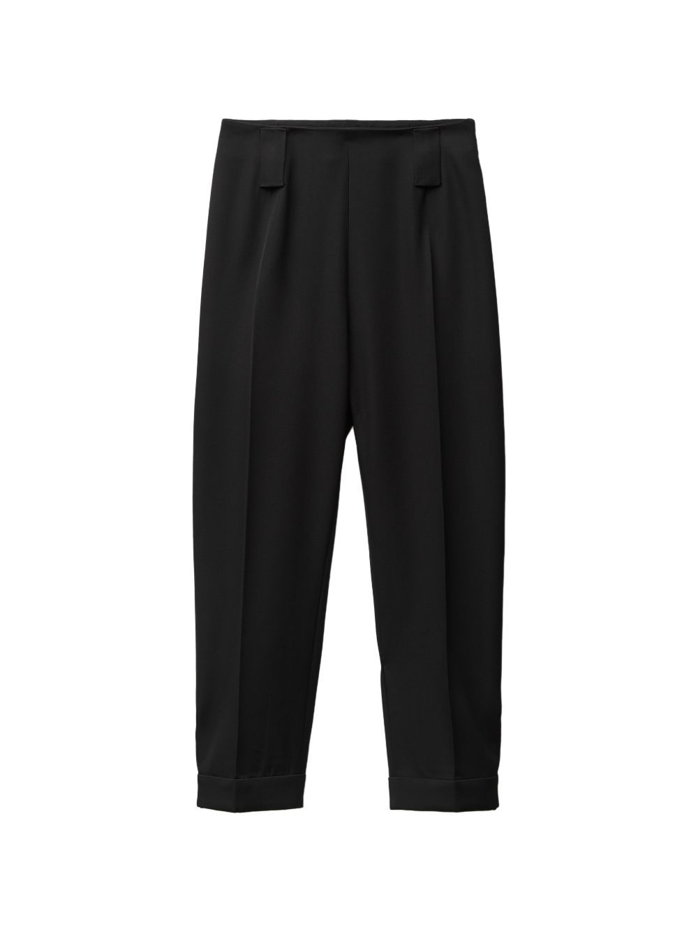 Cropped Trousers With High Waist And Cuffed Hem