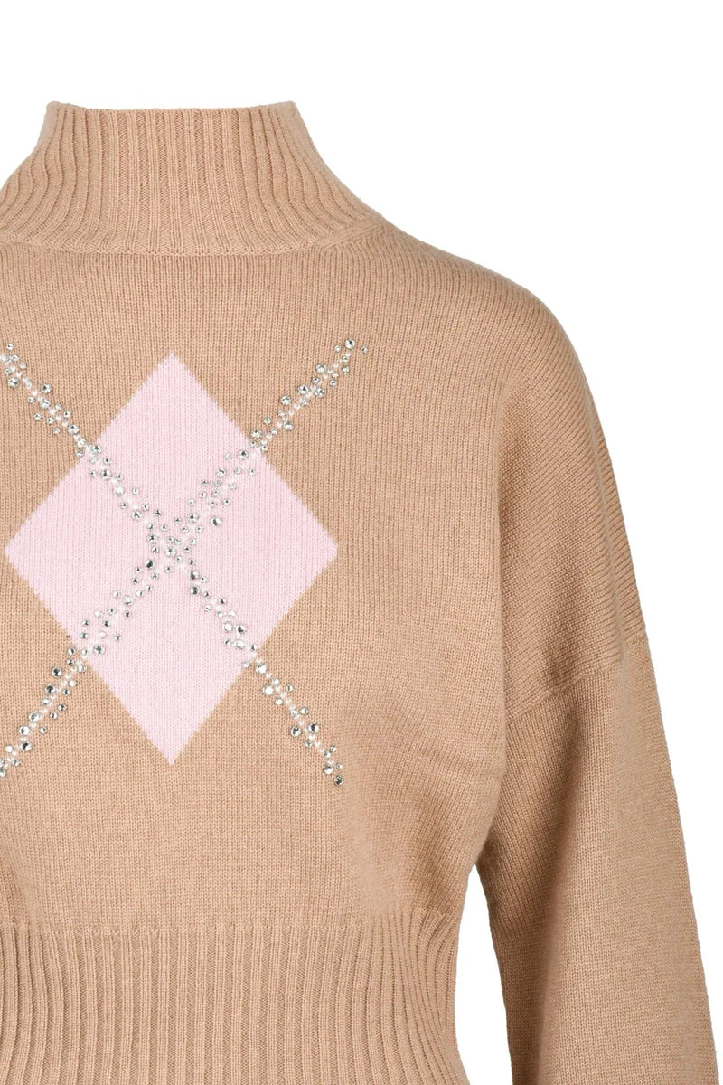 Nuccia Mock Neck Sweater - Beige