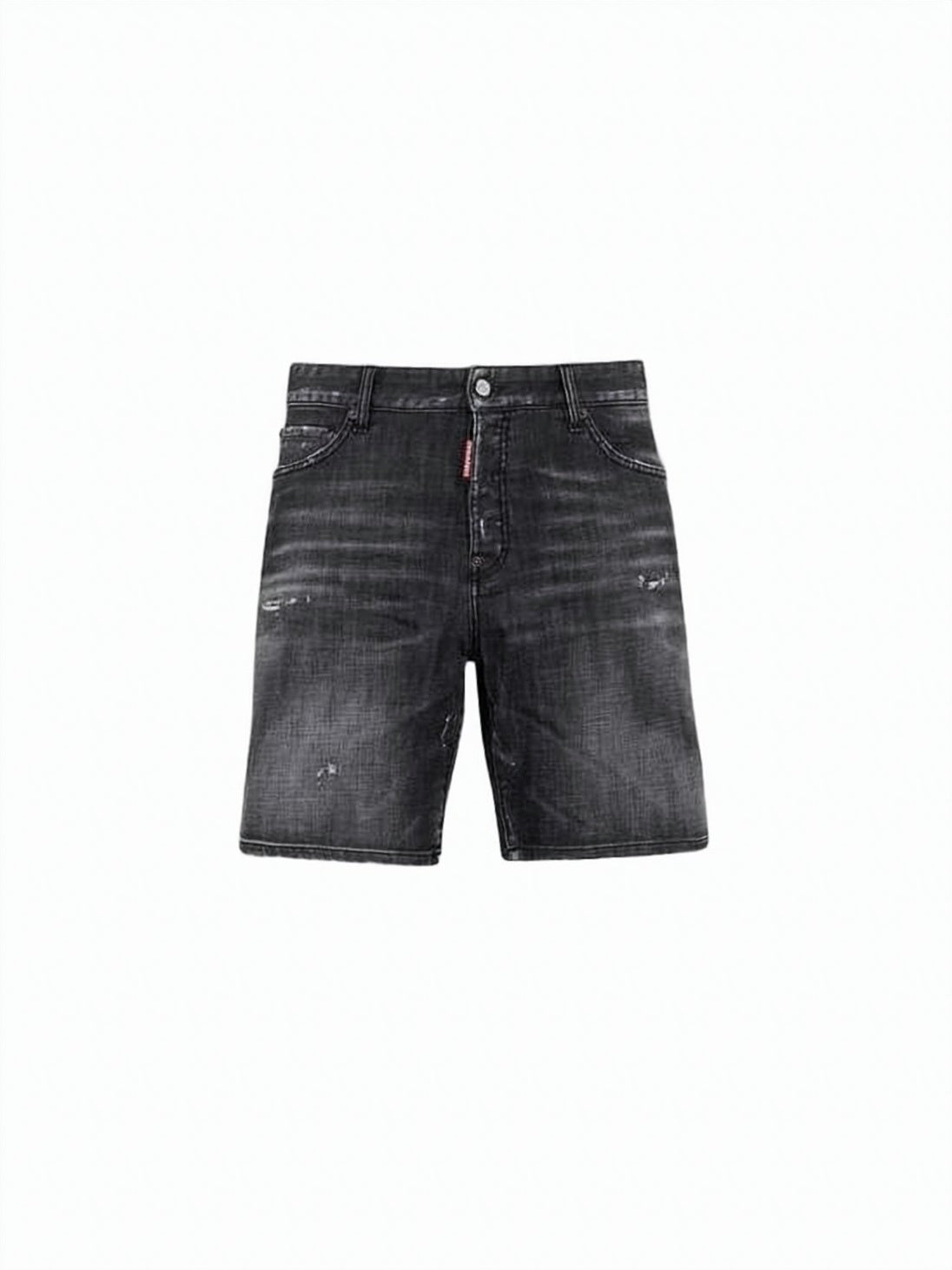Distressed Black Denim Shorts