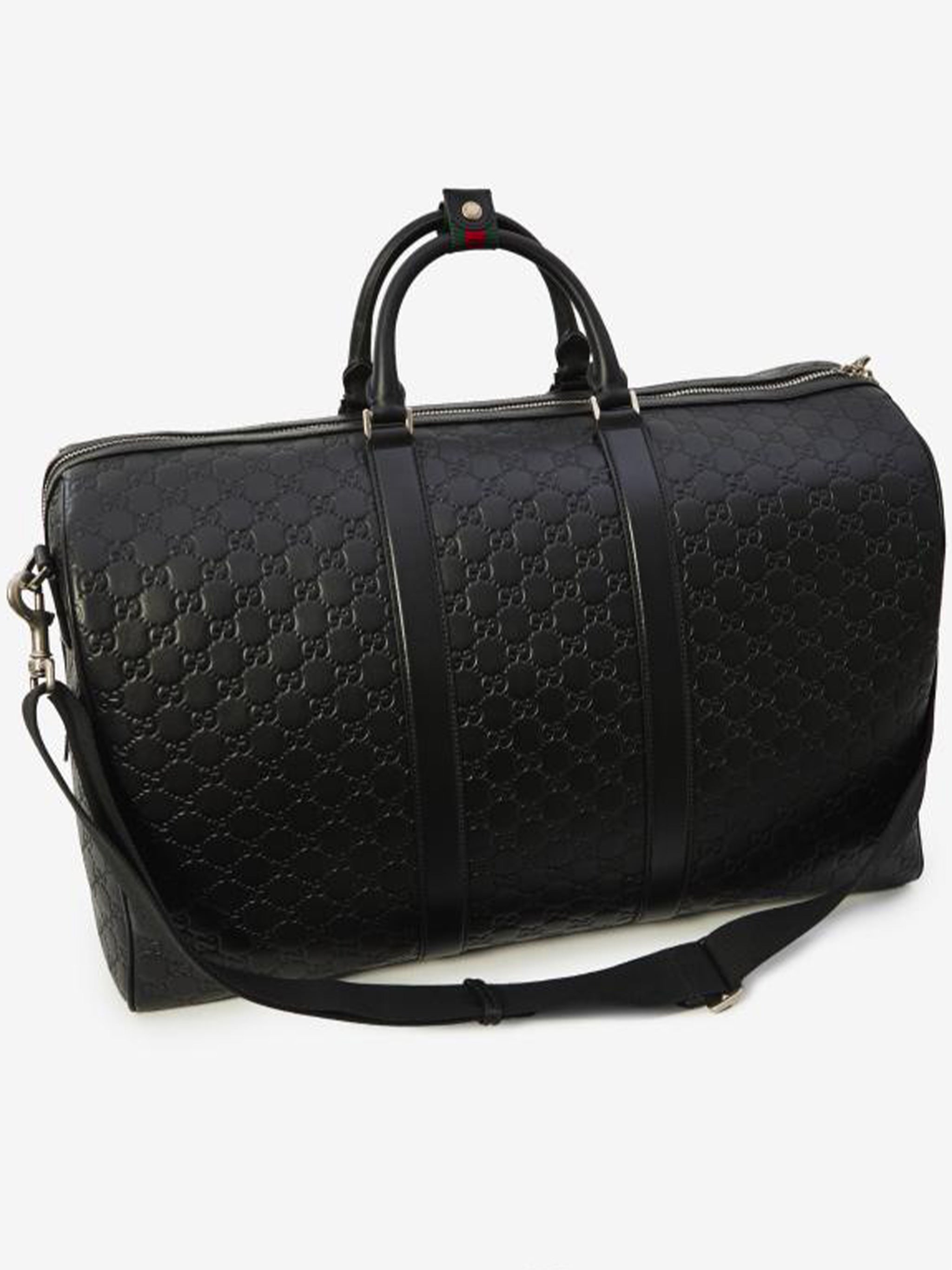 Black Arabella Structured Embossed Leather Duffle