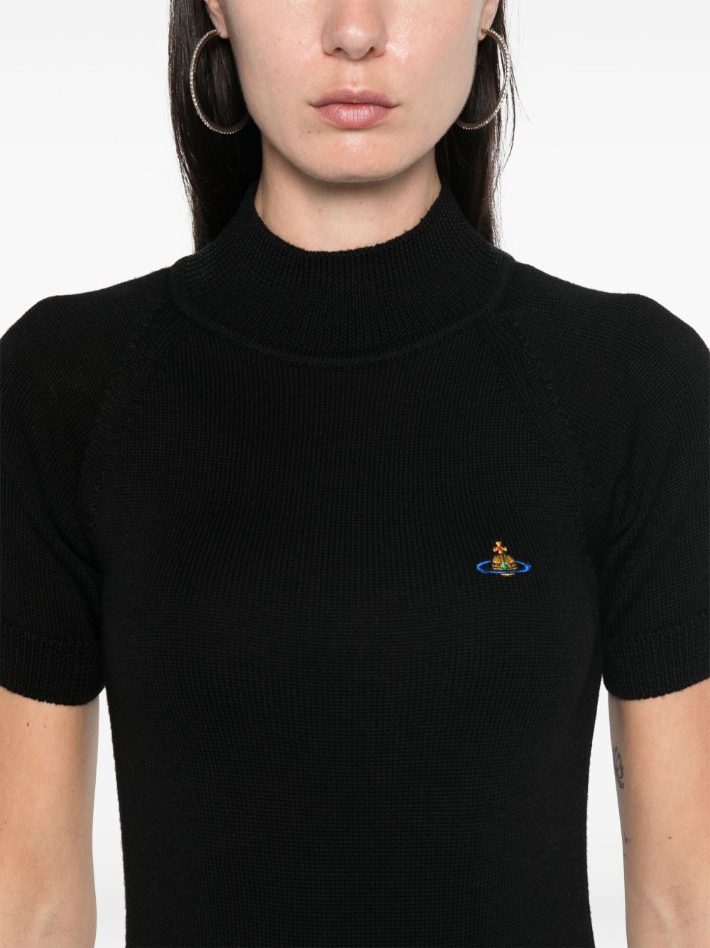 Black Fine Ribbed Knit Top