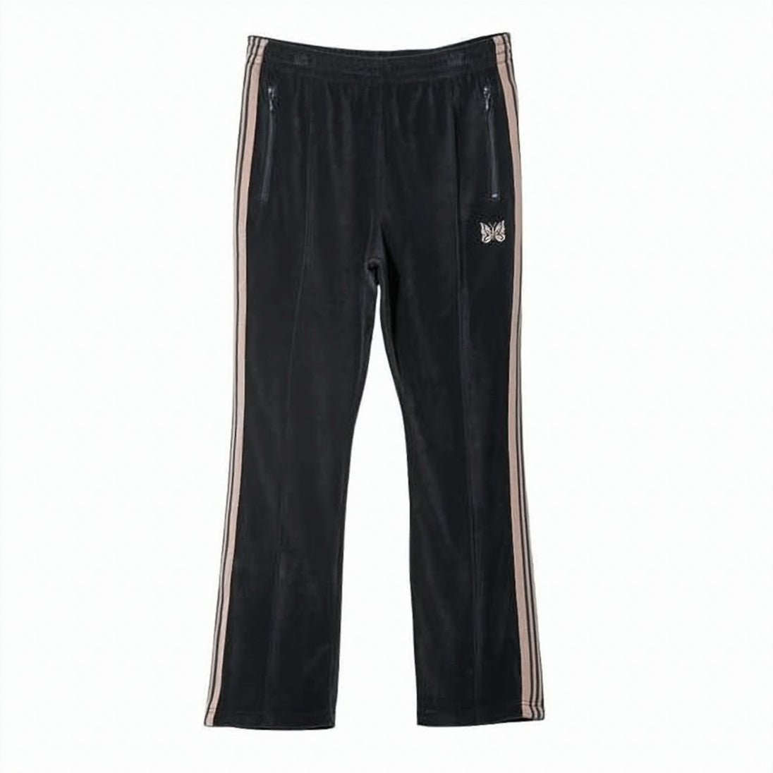 Sleek Black Jogging Pants with Contrasting Stripes and Emblem