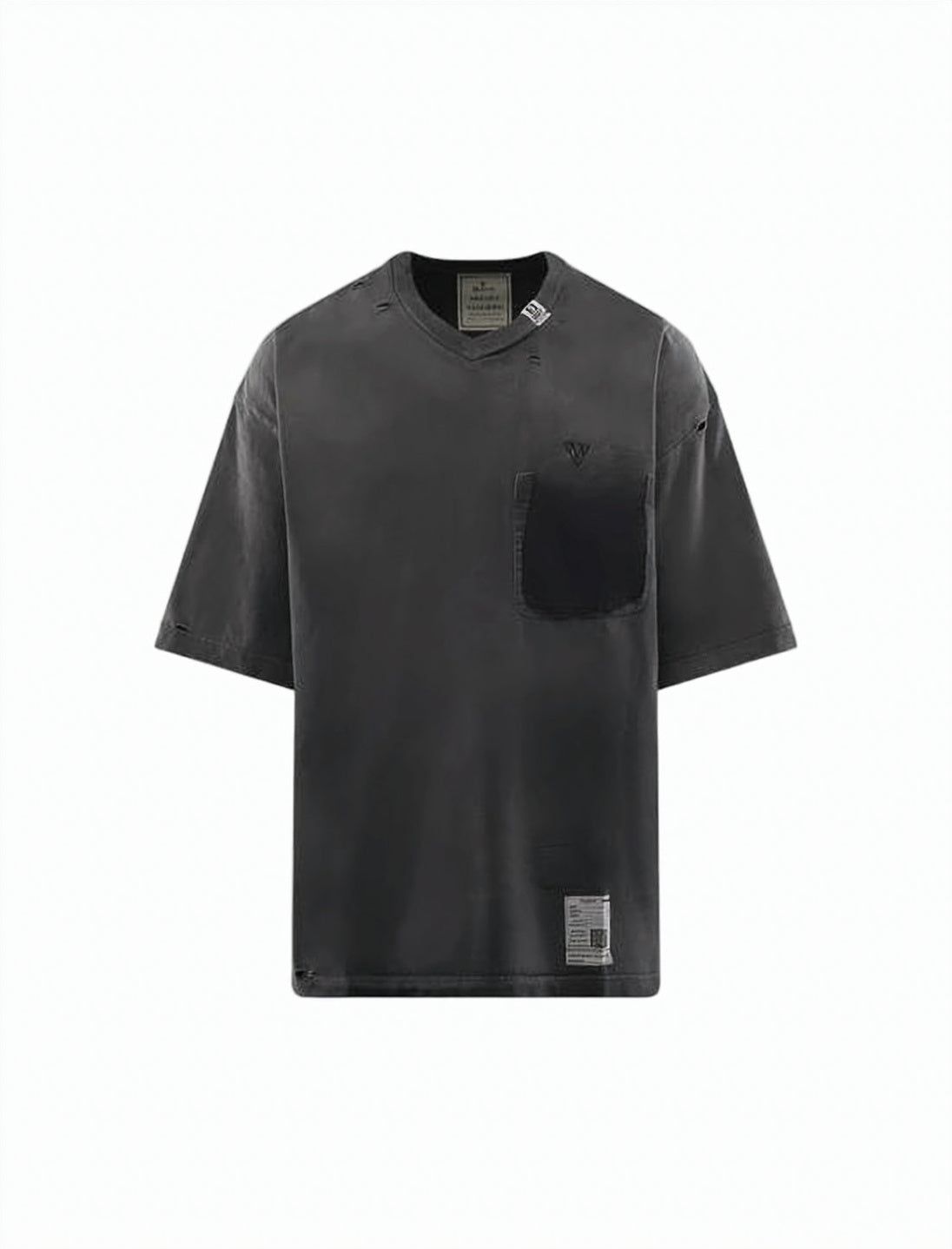 Distressed Black Short-Sleeved T-Shirt With Abstract Graphic