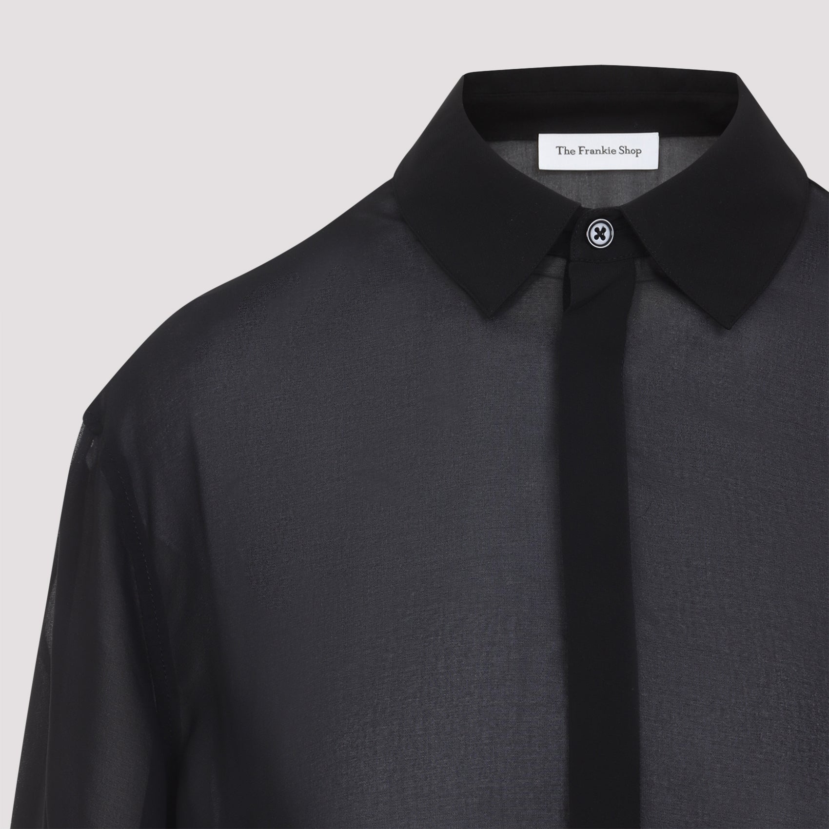 Sheer Long-Sleeved Shirt with Flowing Cuff Ties