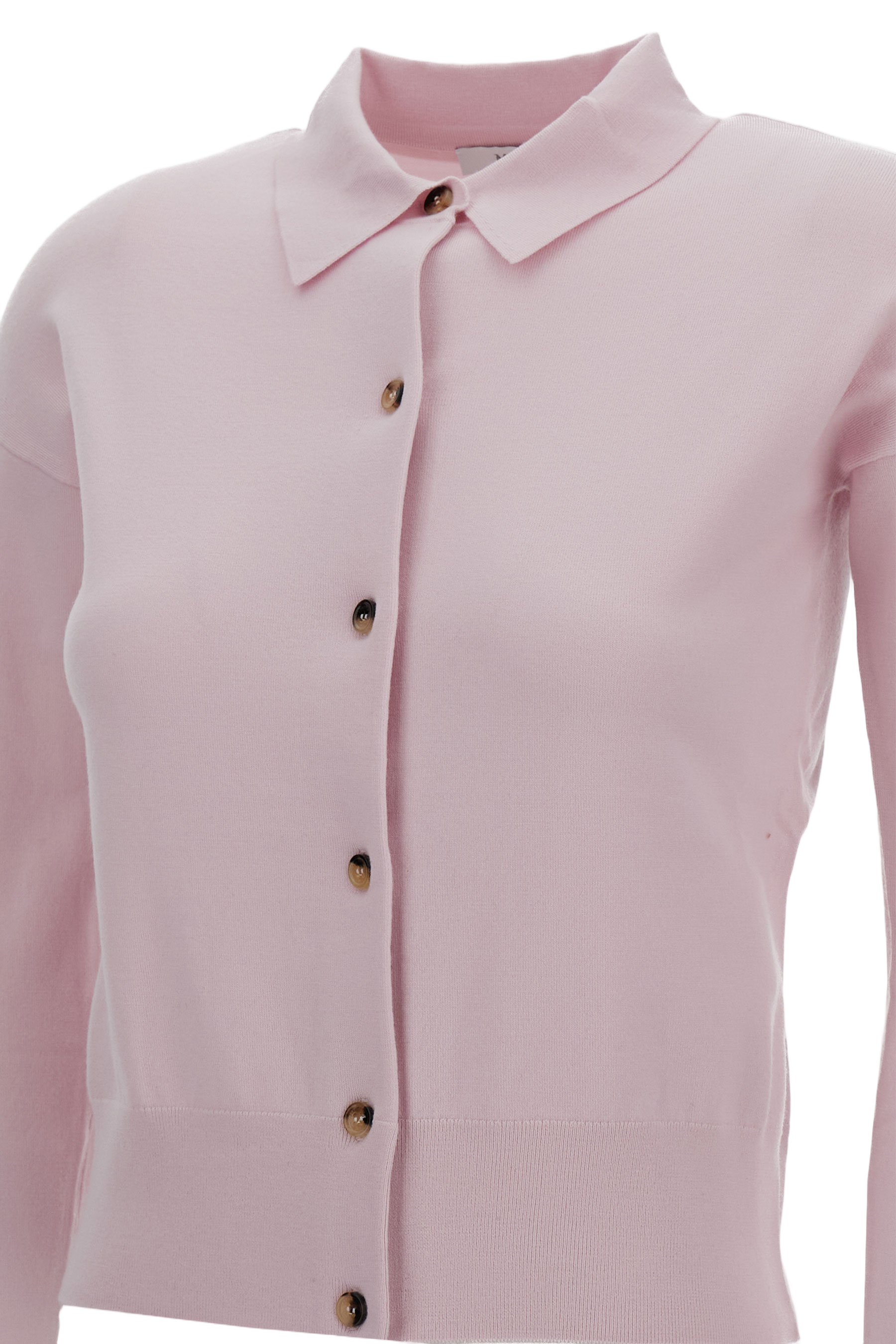 Wool Blend Cardigan With Classic Point Collar