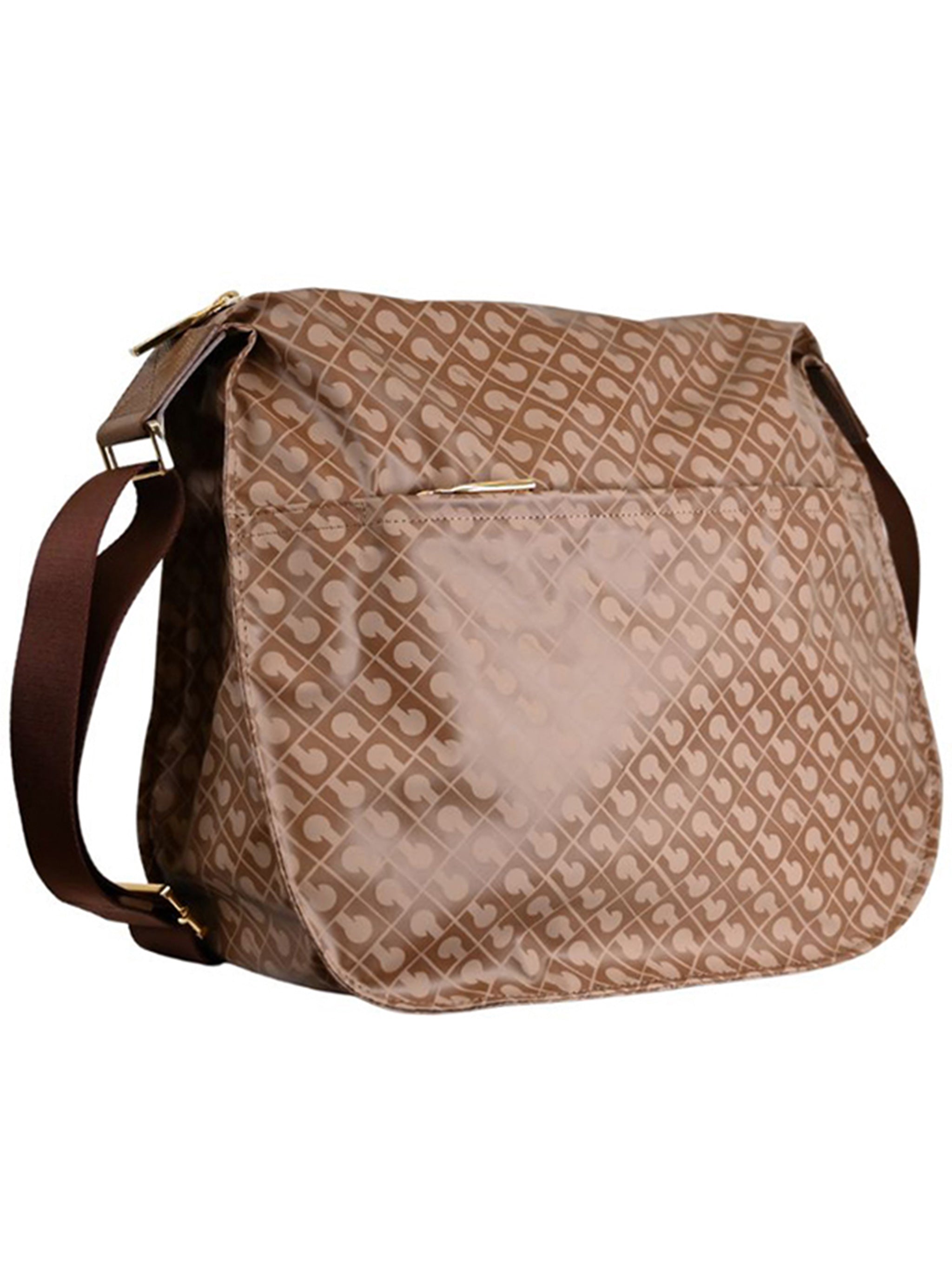 Small Rectangular Brown Geometric Crossbody Satchel