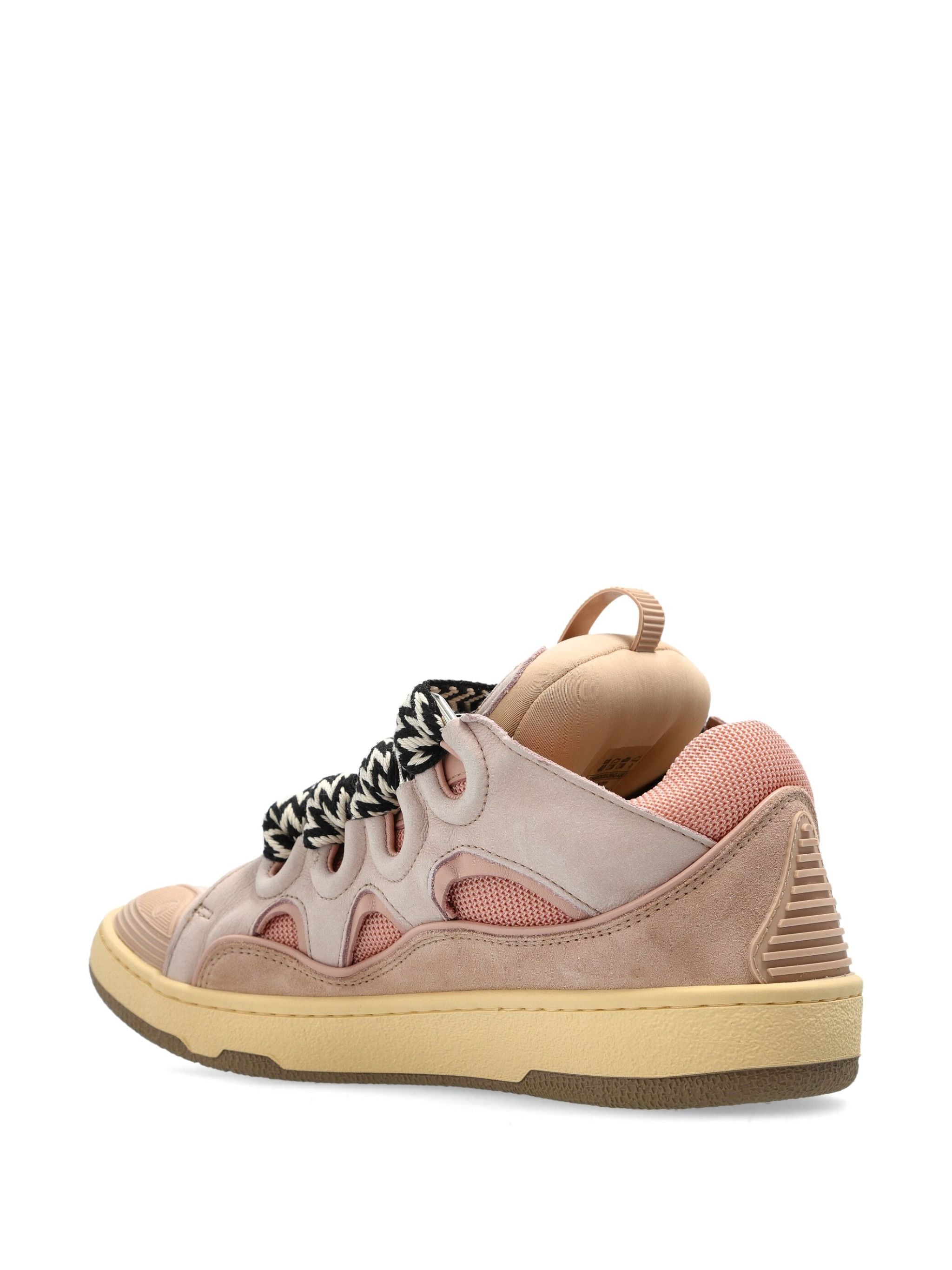 Pink/Beige Curb Sneakers 90s-Inspired Suede Sneakers