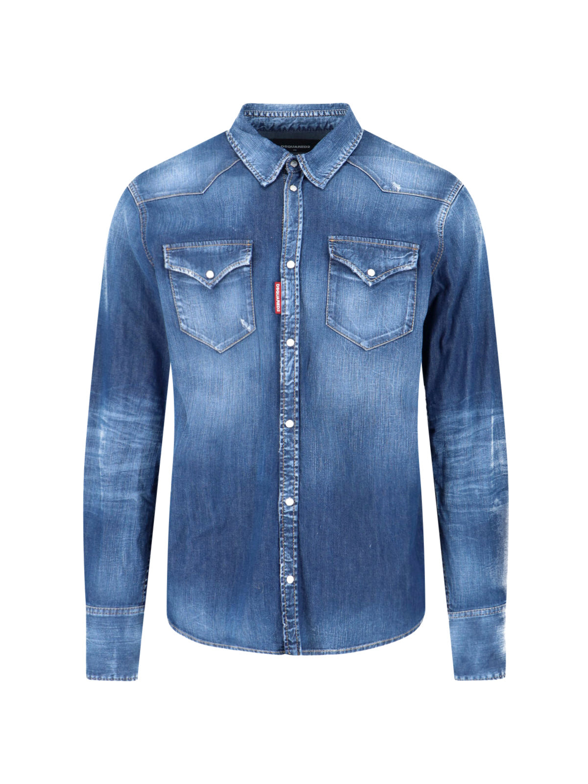 Blue Western Stretch Denim Logo Shirt
