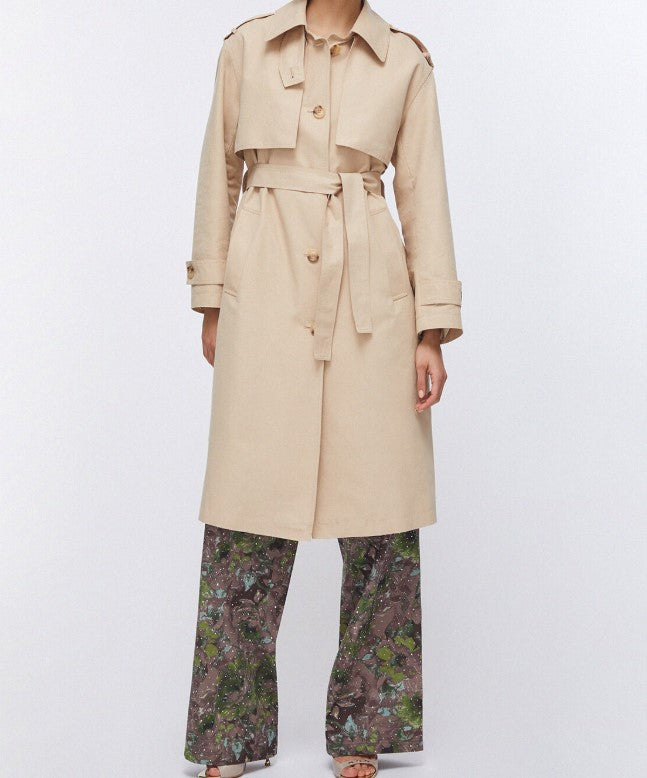 Beige Cotton Gabardine Trench Coat