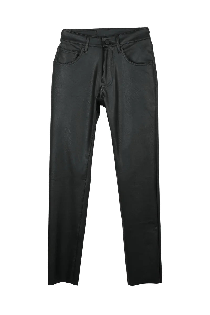 Faux Leather Trousers - Black