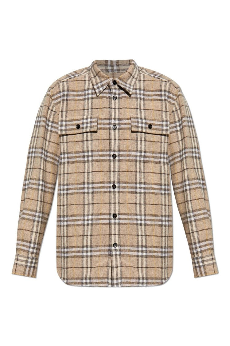 Plaid Wool Shirt With Button-Down Front
