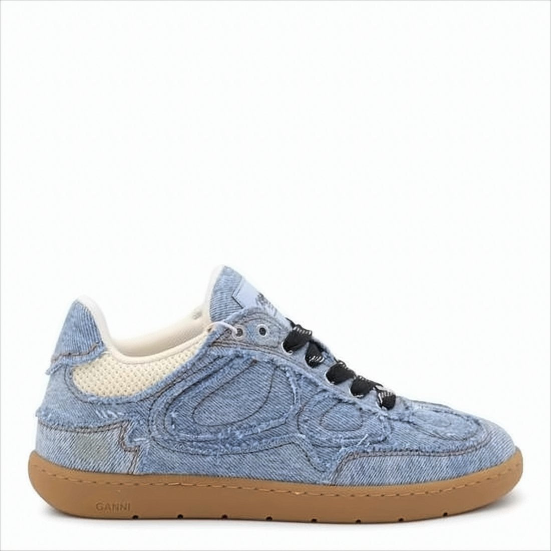 Textured Denim Sneakers with Gum Rubber Sole