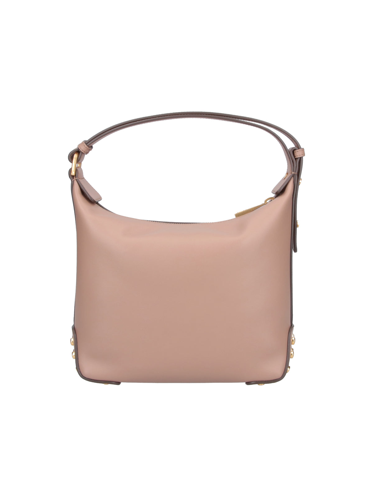 Beige Metal Dots Smooth Leather Bag