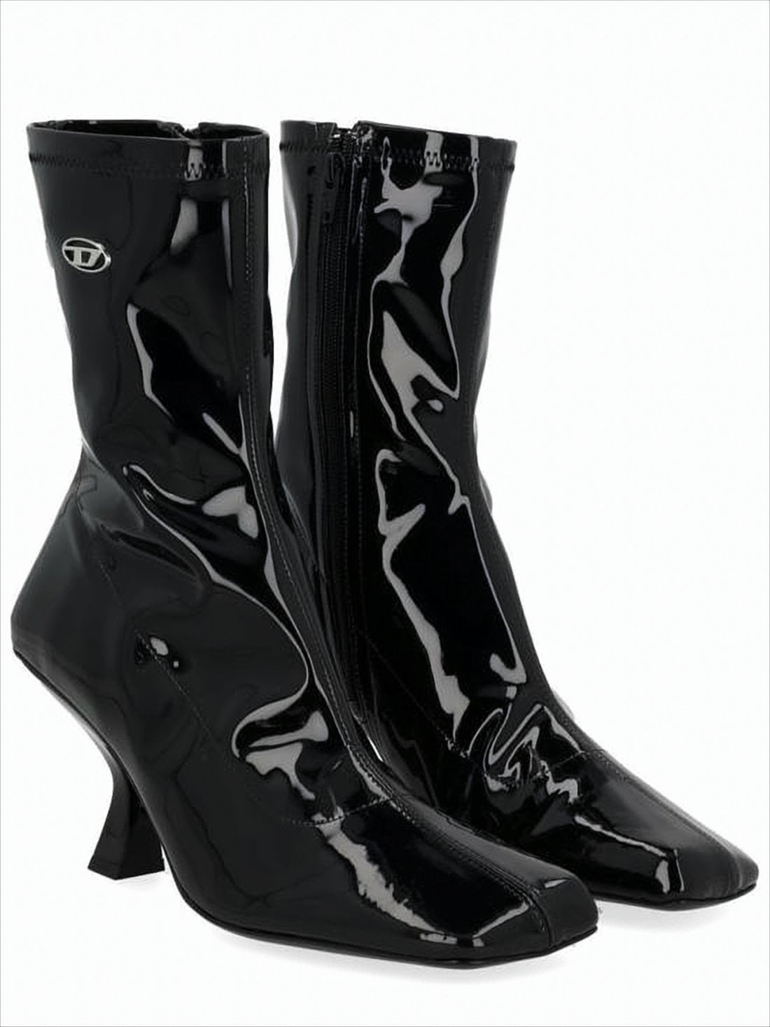 Ankle-Length Boots with Sculpted Kitten Heel