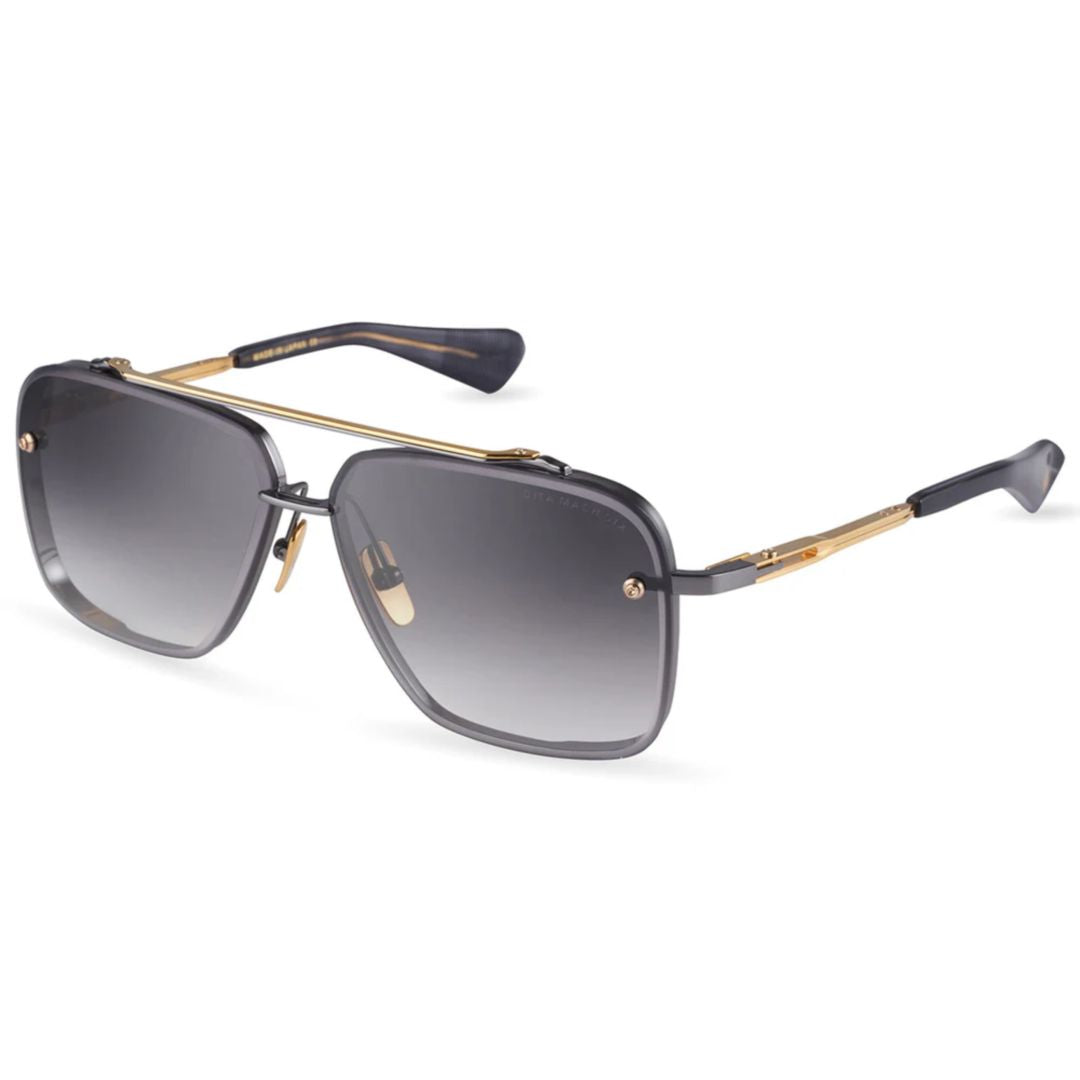 Mach-Six Geometric Square Frame Sunglasses with Gold-tone Accents