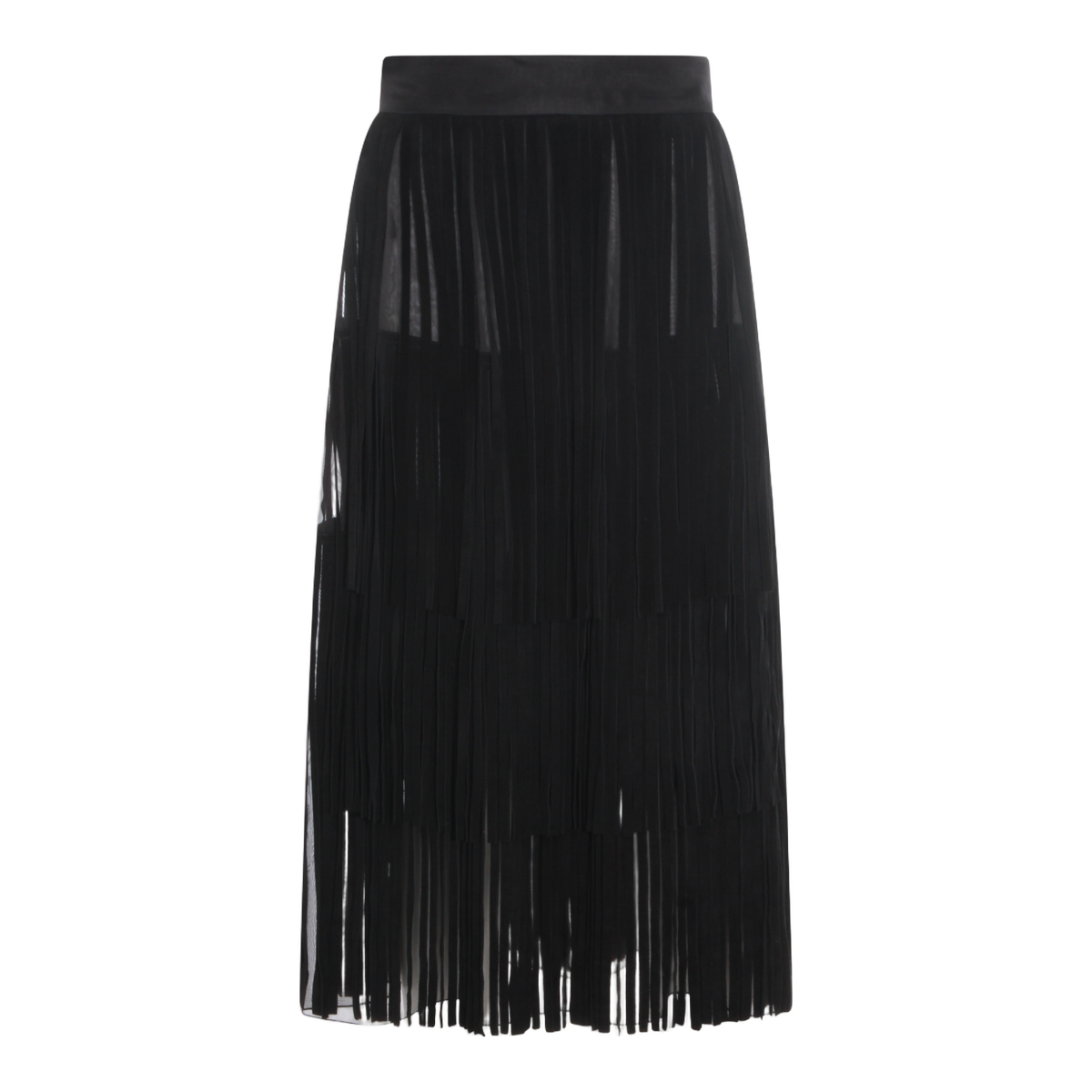 Pleated Sheer Midi Skirt with Layered Design