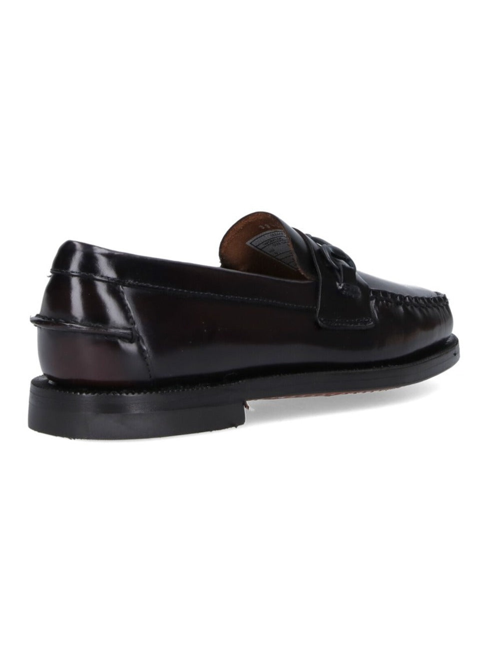 Polished Leather Moccasin Flats With Decorative Strap