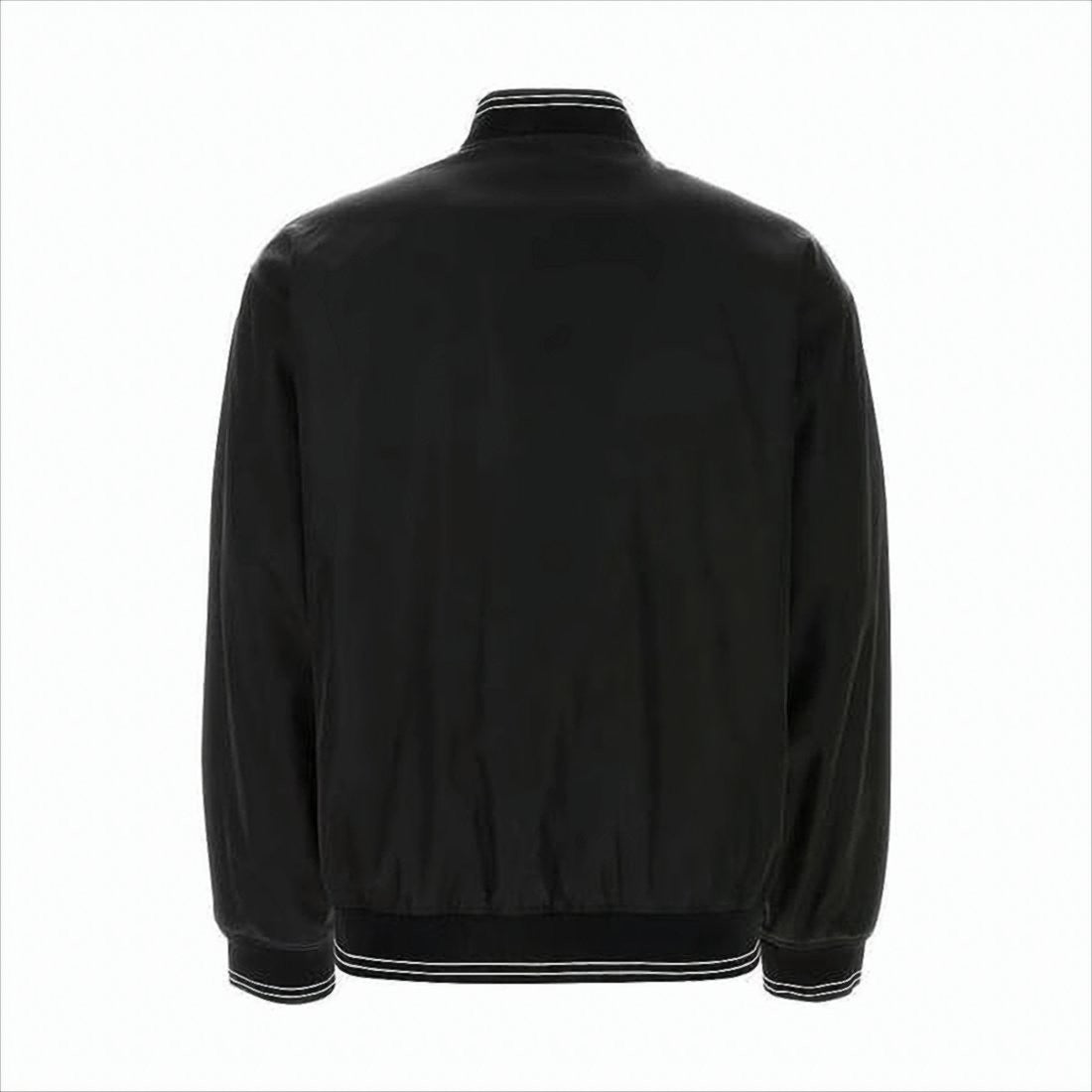 Classic Black Bomber Jacket With Ribbed Cuffs