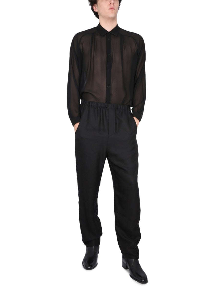 High-Waist Black Pants With Elastic Waistband