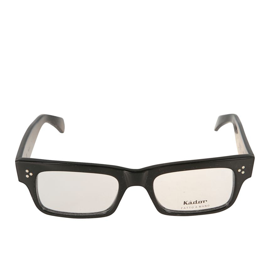 Mark Rectangular Frame Black Eyeglasses with Silver Rivet Details