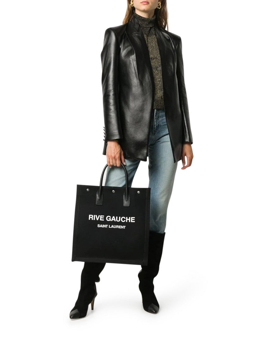 Structured Black Tote Bag with Dual Top Handles