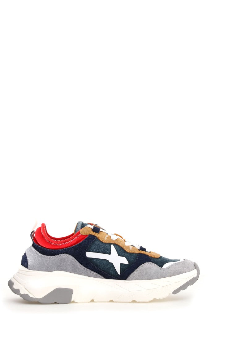 Two-Tone Rubber Sole Sneakers With Serrated Design